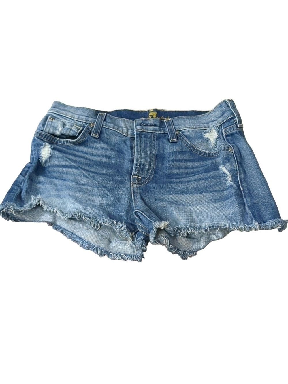 7 for All mankind distressed fringe shorts size 24